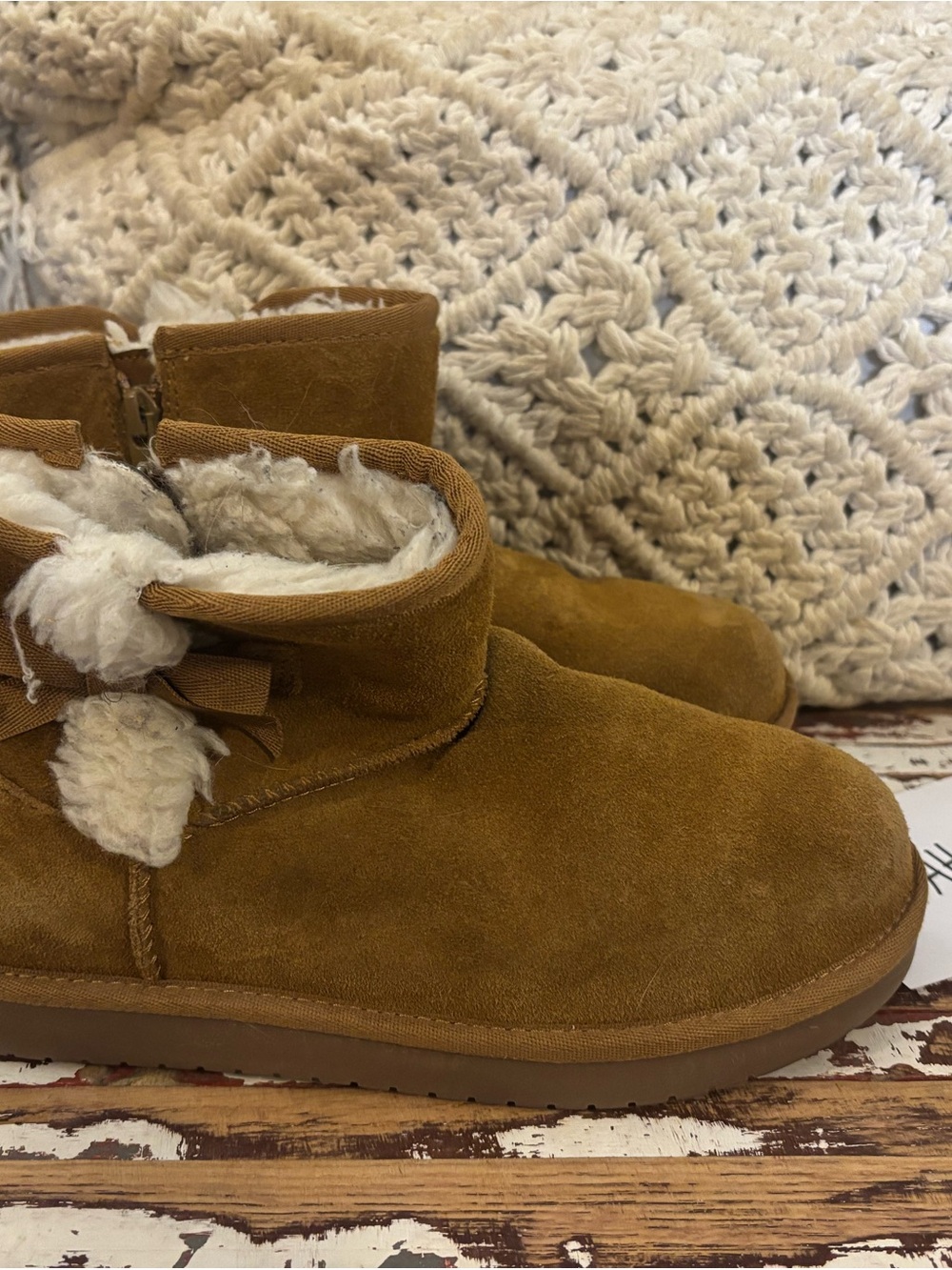 Koolaburra Chestnut Suede Faux-Shearling Ankle Booties